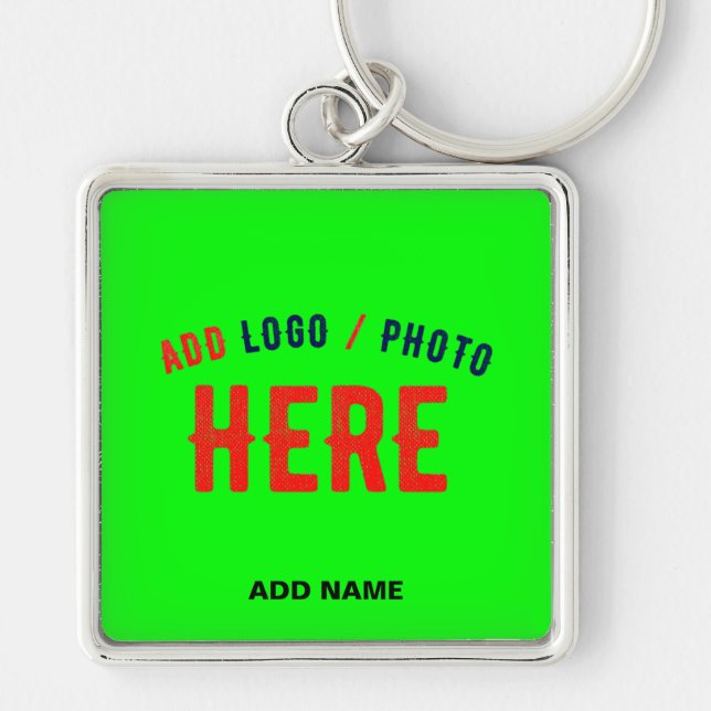STYLISH MODERN CUSTOM NEON GREEN VERIFIED BRANDED KEYCHAIN (Front)