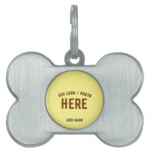 STYLISH MODERN CUSTOM PASTEL YELLOW VERIFIED BRAND PET ID TAG
