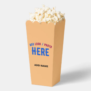 STYLISH MODERN CUSTOM PEACH ORANGE BRAND POPCORN FAVOR BOX