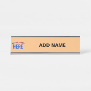 STYLISH MODERN CUSTOM PEACH ORANGE VERIFIED BRAND DESK NAME PLATE