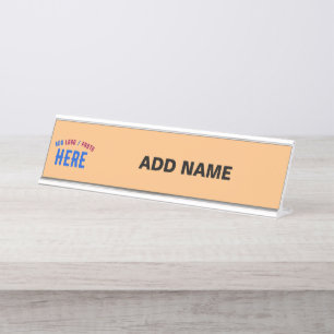 STYLISH MODERN CUSTOM PEACH ORANGE VERIFIED BRAND DESK NAME PLATE