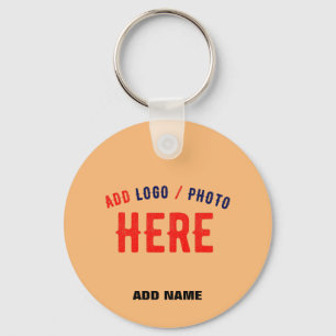 STYLISH MODERN CUSTOM PEACH ORANGE VERIFIED BRAND KEYCHAIN