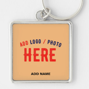 STYLISH MODERN CUSTOM PEACH ORANGE VERIFIED BRAND KEYCHAIN