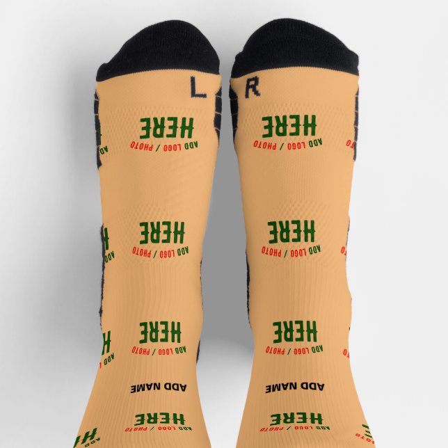 STYLISH MODERN CUSTOM PEACH ORANGE VERIFIED BRAND SOCKS (Top)