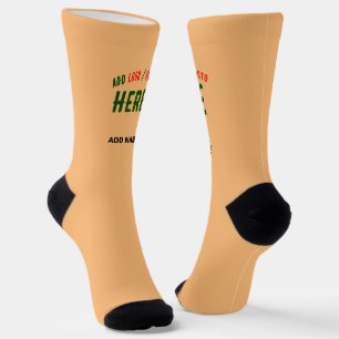 STYLISH MODERN CUSTOM PEACH ORANGE VERIFIED BRAND SOCKS