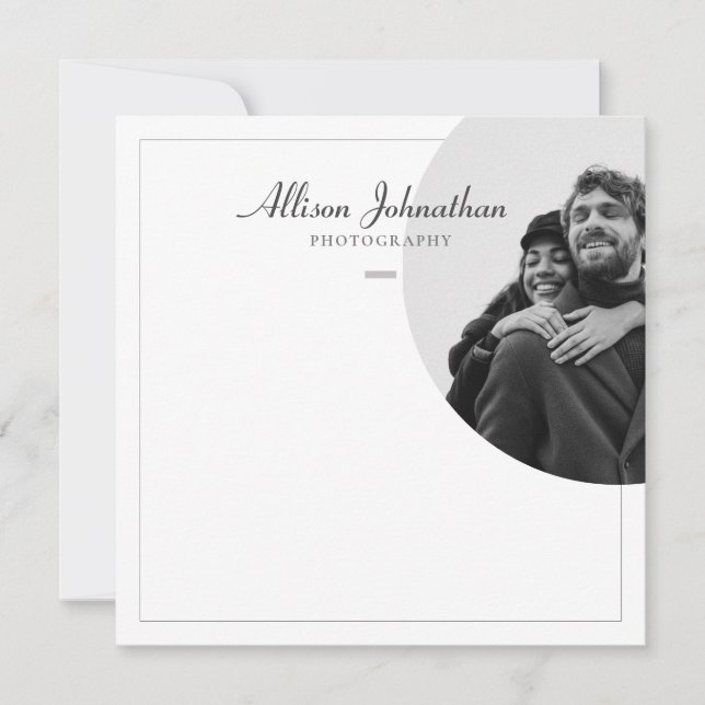 Stylish Modern Custom Photo Black and White Card (Front)