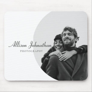 Stylish Modern Custom Photo Black White Mouse Pad