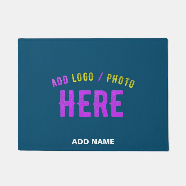 STYLISH MODERN CUSTOM PRUSSIAN BLUE VERIFIED BRAND DOORMAT (Front)