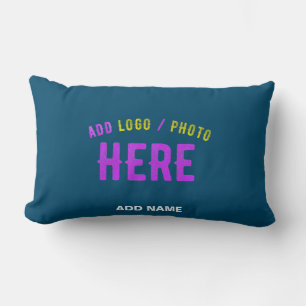 STYLISH MODERN CUSTOM PRUSSIAN BLUE VERIFIED BRAND LUMBAR PILLOW