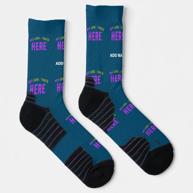 STYLISH MODERN CUSTOM PRUSSIAN BLUE VERIFIED BRAND SOCKS (Right)