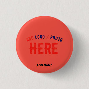 STYLISH MODERN CUSTOM RED ORANGE VERIFIED BRANDED 1 INCH ROUND BUTTON