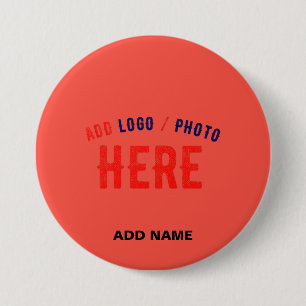 STYLISH MODERN CUSTOM RED ORANGE VERIFIED BRANDED 3 INCH ROUND BUTTON