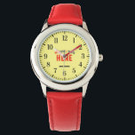 STYLISH MODERN CUSTOM RED PASTEL YELLOW BRANDED WATCH<br><div class="desc">THIS IS A DESIGN FITTING FOR EVERYONE.YOU CAN CHANGE, RESIZE OR ADD LOGO, PHOTO, TEXT AND COLOURS THE WAY YOU LIKE.THANK YOU.</div>