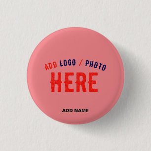 STYLISH MODERN CUSTOM SALMON PINK VERIFIED BRANDED 1 INCH ROUND BUTTON