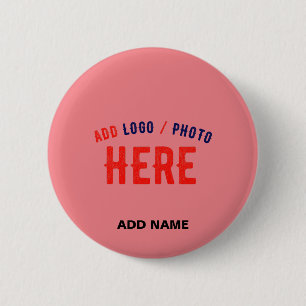 STYLISH MODERN CUSTOM SALMON PINK VERIFIED BRANDED 2 INCH ROUND BUTTON