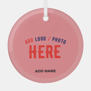 STYLISH MODERN CUSTOM SALMON PINK VERIFIED BRANDED GLASS ORNAMENT