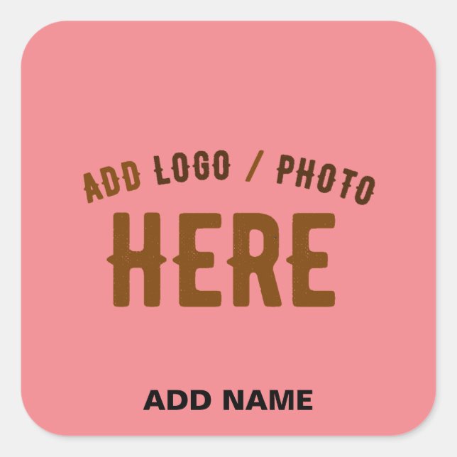 STYLISH MODERN CUSTOM SALMON PINK VERIFIED BRANDED SQUARE STICKER (Front)