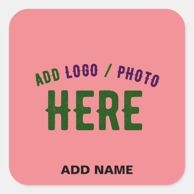 STYLISH MODERN CUSTOM SALMON PINK VERIFIED BRANDED SQUARE STICKER (Front)