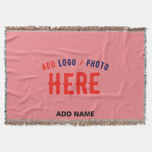STYLISH MODERN CUSTOM SALMON PINK VERIFIED BRANDED THROW BLANKET