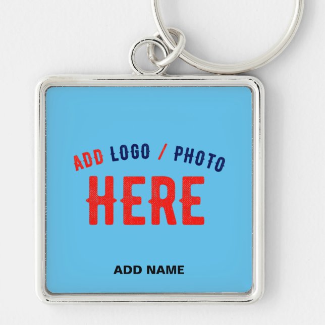 STYLISH MODERN CUSTOM SWAG SKY BLUE VERIFIED BRAND KEYCHAIN (Front)