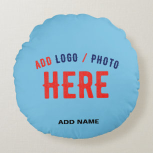 STYLISH MODERN CUSTOM SWAG SKY BLUE VERIFIED BRAND ROUND PILLOW