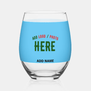 STYLISH MODERN CUSTOM SWAG SKY BLUE VERIFIED BRAND STEMLESS WINE GLASS