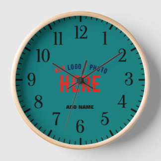 STYLISH MODERN CUSTOM TEAL GREEN VERIFIED BRANDED CLOCK