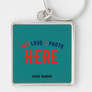 STYLISH MODERN CUSTOM TEAL GREEN VERIFIED BRANDED KEYCHAIN