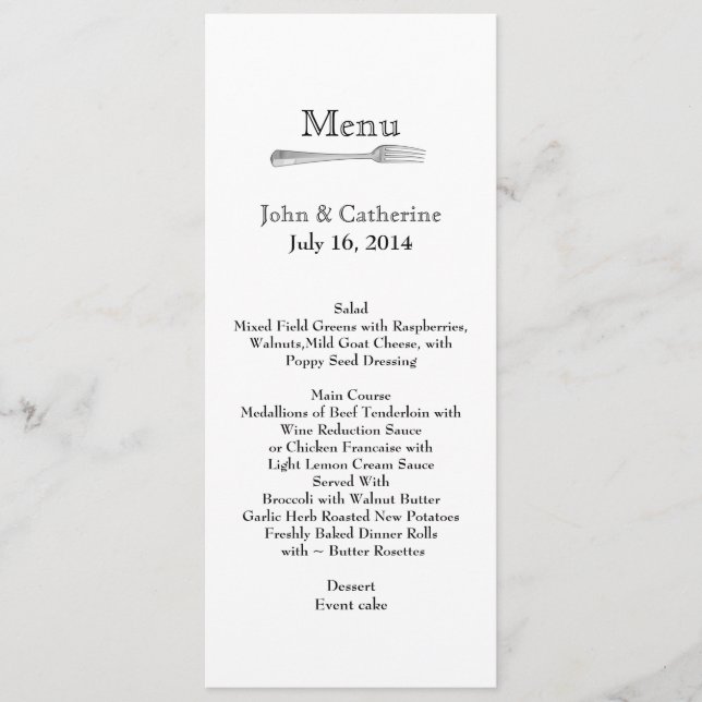 Stylish Modern Custom Wedding Table Menu (Front)