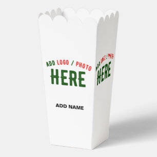STYLISH MODERN CUSTOM WHITE VERIFIED BRAND POPCORN FAVOR BOX