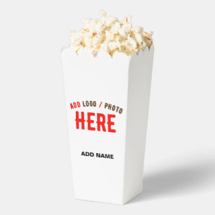 STYLISH MODERN CUSTOM WHITE VERIFIED BRAND POPCORN FAVOR BOX