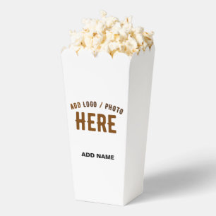 STYLISH MODERN CUSTOM WHITE VERIFIED BRAND POPCORN FAVOR BOX