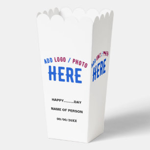 STYLISH MODERN CUSTOM WHITE VERIFIED BRAND POPCORN FAVOR BOX