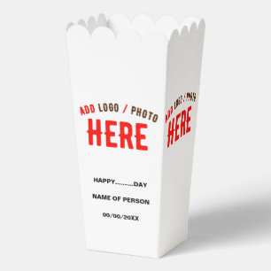 STYLISH MODERN CUSTOM WHITE VERIFIED BRAND POPCORN FAVOR BOX