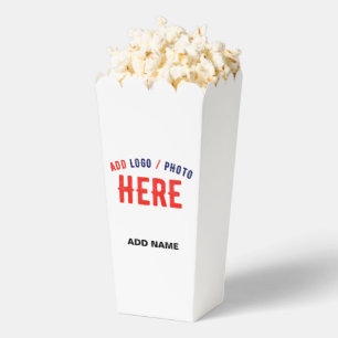 STYLISH MODERN CUSTOM WHITE VERIFIED BRAND POPCORN FAVOR BOX
