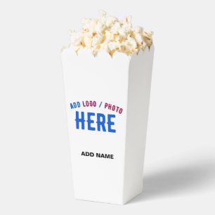 STYLISH MODERN CUSTOM WHITE VERIFIED BRAND POPCORN FAVOR BOX