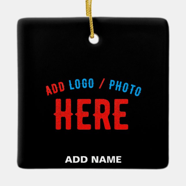 STYLISH MODERN CUSTOMIZABLE BLACK VERIFIED BRAND CERAMIC ORNAMENT (Front)