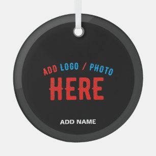 STYLISH MODERN CUSTOMIZABLE BLACK VERIFIED BRAND GLASS ORNAMENT