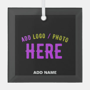 STYLISH MODERN CUSTOMIZABLE BLACK VERIFIED BRAND GLASS ORNAMENT