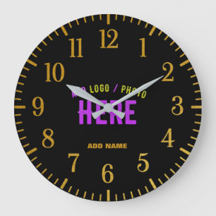 STYLISH MODERN CUSTOMIZABLE BLACK VERIFIED BRAND LARGE CLOCK