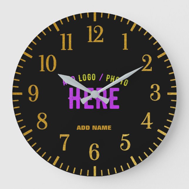 STYLISH MODERN CUSTOMIZABLE BLACK VERIFIED BRAND LARGE CLOCK (Front)