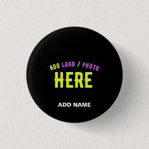 STYLISH MODERN CUSTOMIZABLE BLACK VERIFIED BRANDED 1 INCH ROUND BUTTON