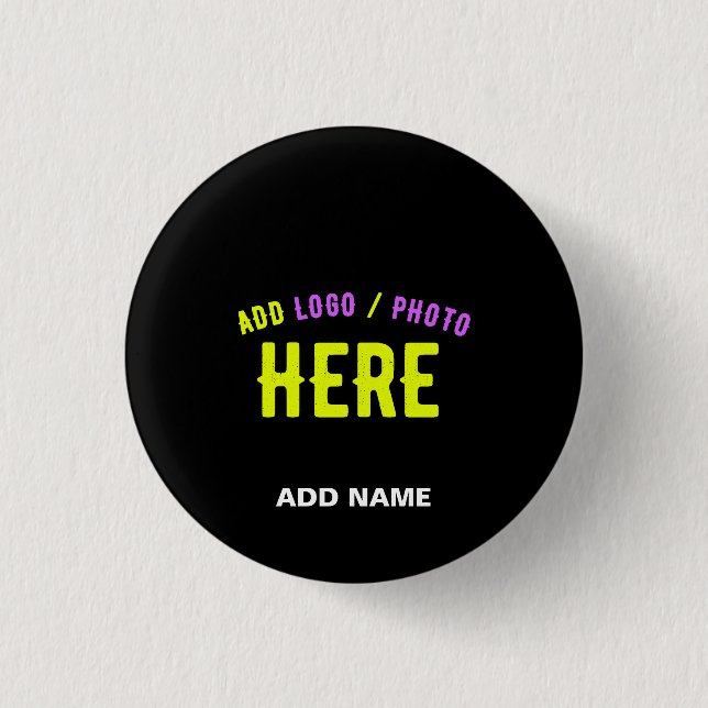 STYLISH MODERN CUSTOMIZABLE BLACK VERIFIED BRANDED 1 INCH ROUND BUTTON (Front)