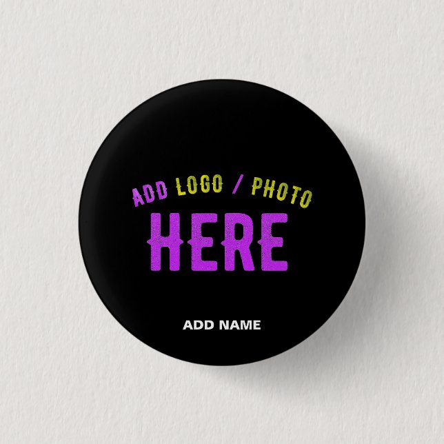 STYLISH MODERN CUSTOMIZABLE BLACK VERIFIED BRANDED 1 INCH ROUND BUTTON (Front)