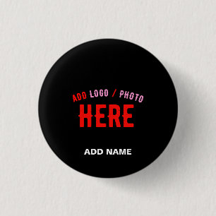 STYLISH MODERN CUSTOMIZABLE BLACK VERIFIED BRANDED 1 INCH ROUND BUTTON