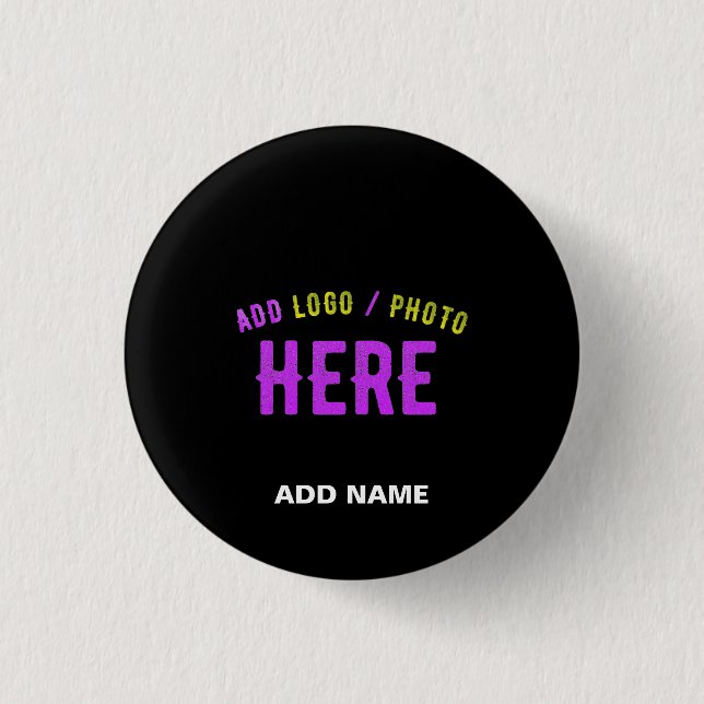STYLISH MODERN CUSTOMIZABLE BLACK VERIFIED BRANDED 1 INCH ROUND BUTTON (Front)