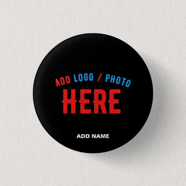 STYLISH MODERN CUSTOMIZABLE BLACK VERIFIED BRANDED 1 INCH ROUND BUTTON (Front)
