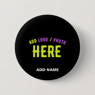STYLISH MODERN CUSTOMIZABLE BLACK VERIFIED BRANDED 2 INCH ROUND BUTTON
