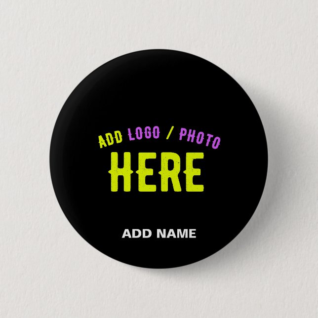STYLISH MODERN CUSTOMIZABLE BLACK VERIFIED BRANDED 2 INCH ROUND BUTTON (Front)