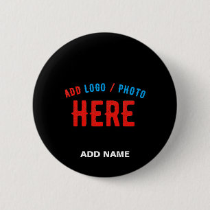 STYLISH MODERN CUSTOMIZABLE BLACK VERIFIED BRANDED 2 INCH ROUND BUTTON
